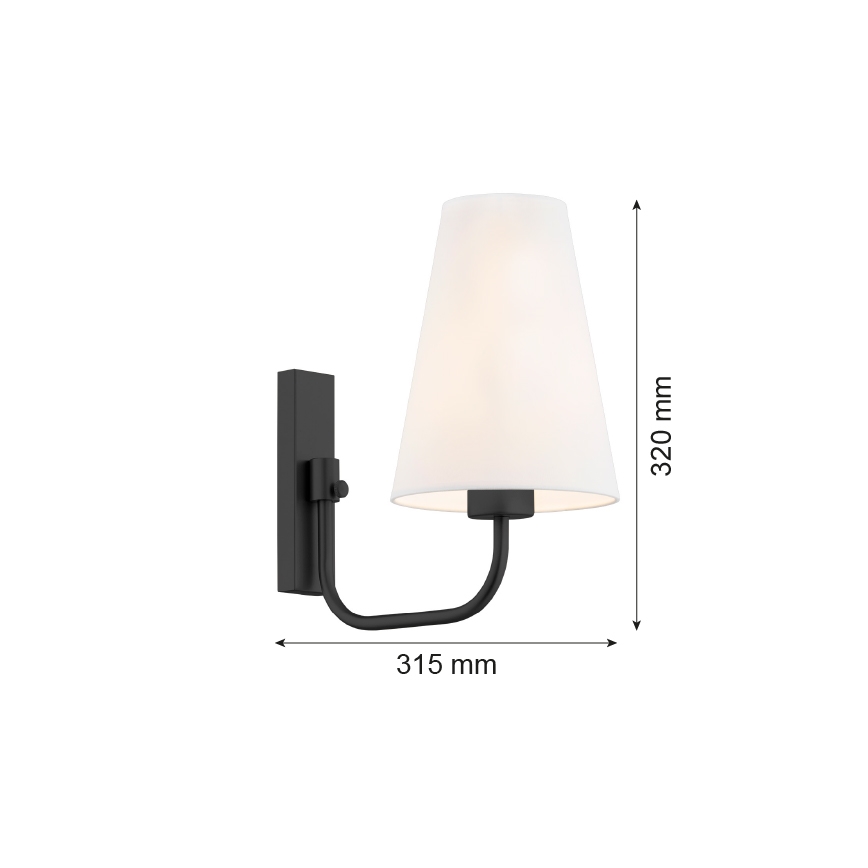 Argon 8376 - Vägglampa SAFIANO 1xE27/15W/230V svart