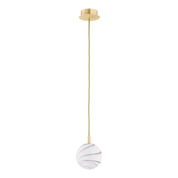 Argon 8450 - Ljuskrona med textilsladd ALMIROS 1xE14/7W/230V diameter 12 cm alabaster guld
