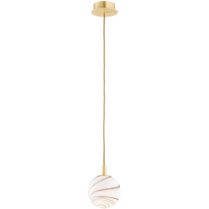 Argon 8450 - Ljuskrona med textilsladd ALMIROS 1xE14/7W/230V diameter 12 cm alabaster guld