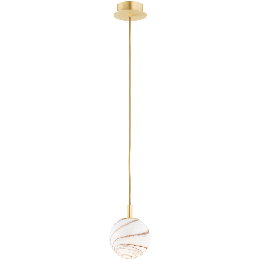 Argon 8450 - Ljuskrona med textilsladd ALMIROS 1xE14/7W/230V diameter 12 cm alabaster guld