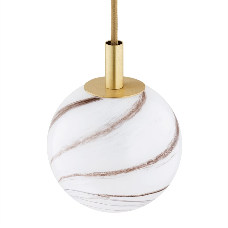 Argon 8450 - Ljuskrona med textilsladd ALMIROS 1xE14/7W/230V diameter 12 cm alabaster guld
