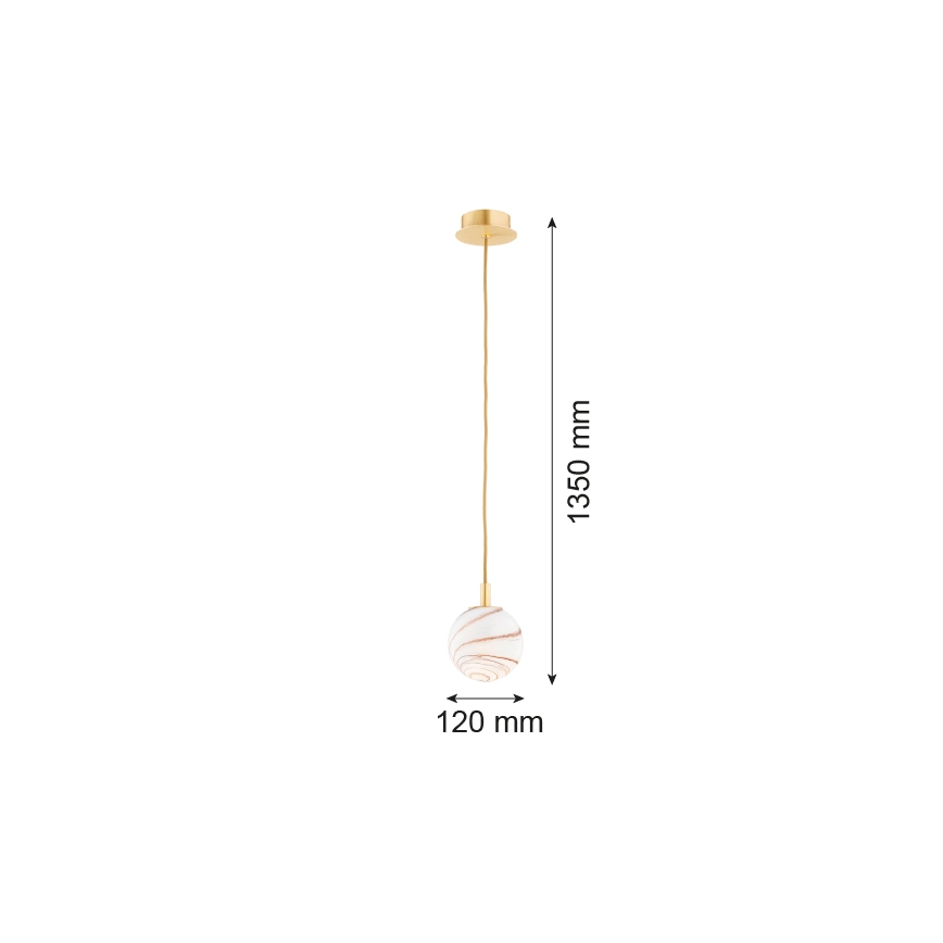 Argon 8450 - Ljuskrona med textilsladd ALMIROS 1xE14/7W/230V diameter 12 cm alabaster guld