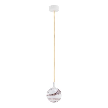 Argon 8451 - Ljuskrona med textilsladd ALMIROS 1xE14/7W/230V diameter 12 cm alabaster vit/guld