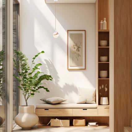 Argon 8451 - Ljuskrona med textilsladd ALMIROS 1xE14/7W/230V diameter 12 cm alabaster vit/guld