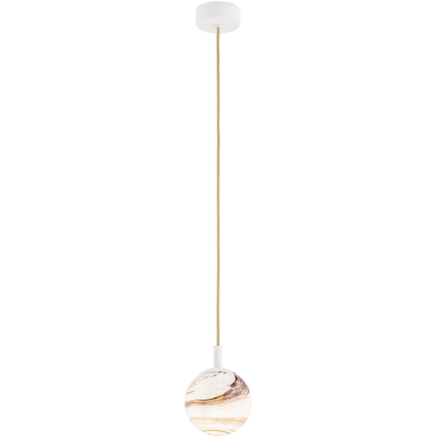 Argon 8451 - Ljuskrona med textilsladd ALMIROS 1xE14/7W/230V diameter 12 cm alabaster vit/guld