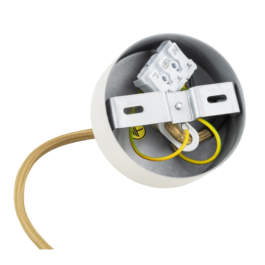 Argon 8451 - Ljuskrona med textilsladd ALMIROS 1xE14/7W/230V diameter 12 cm alabaster vit/guld