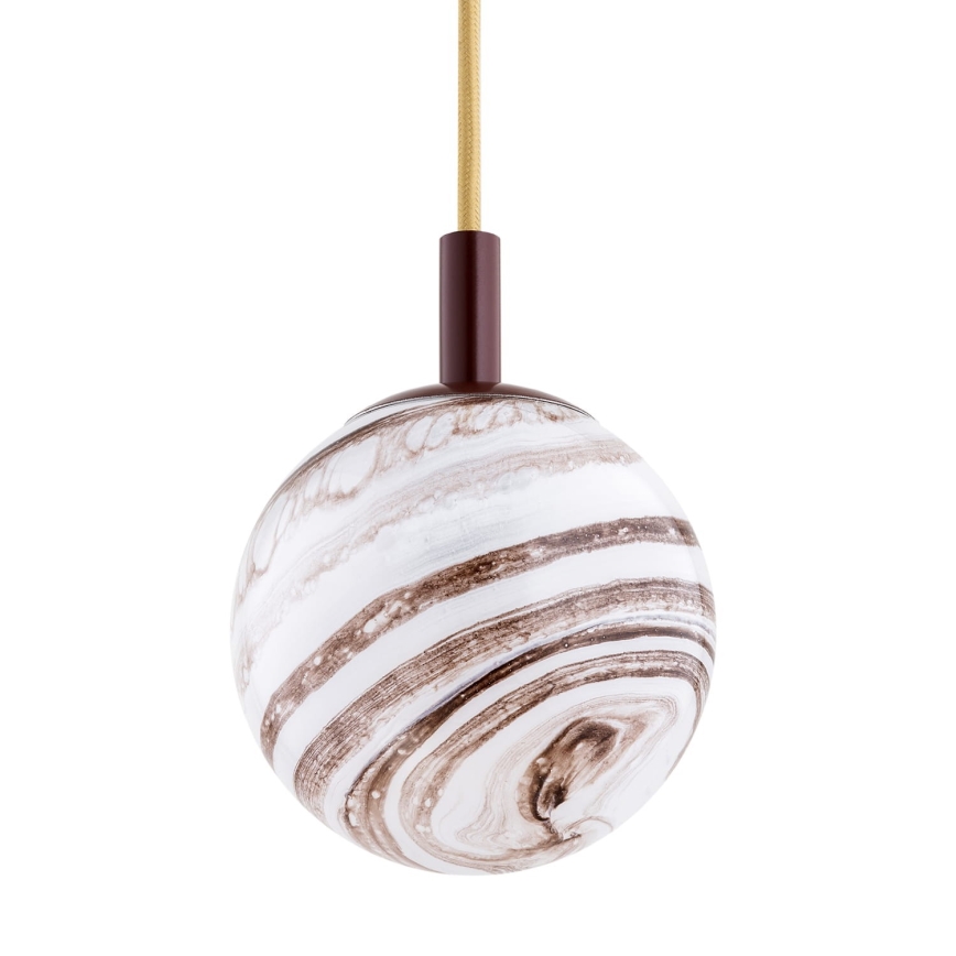 Argon 8452 - Ljuskrona med textilsladd ALMIROS 1xE14/7W/230V diameter 12 cm alabaster brun/guld