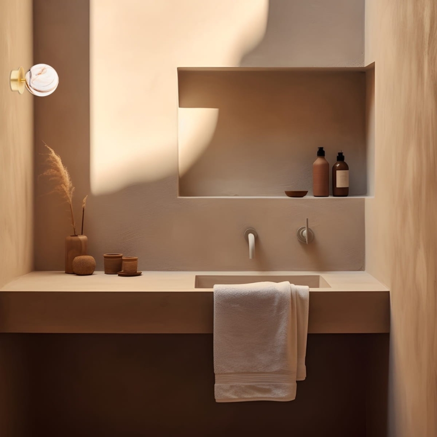 Argon 8453 - Vägglampa FABIO 1xE14/7W/230V alabaster guld