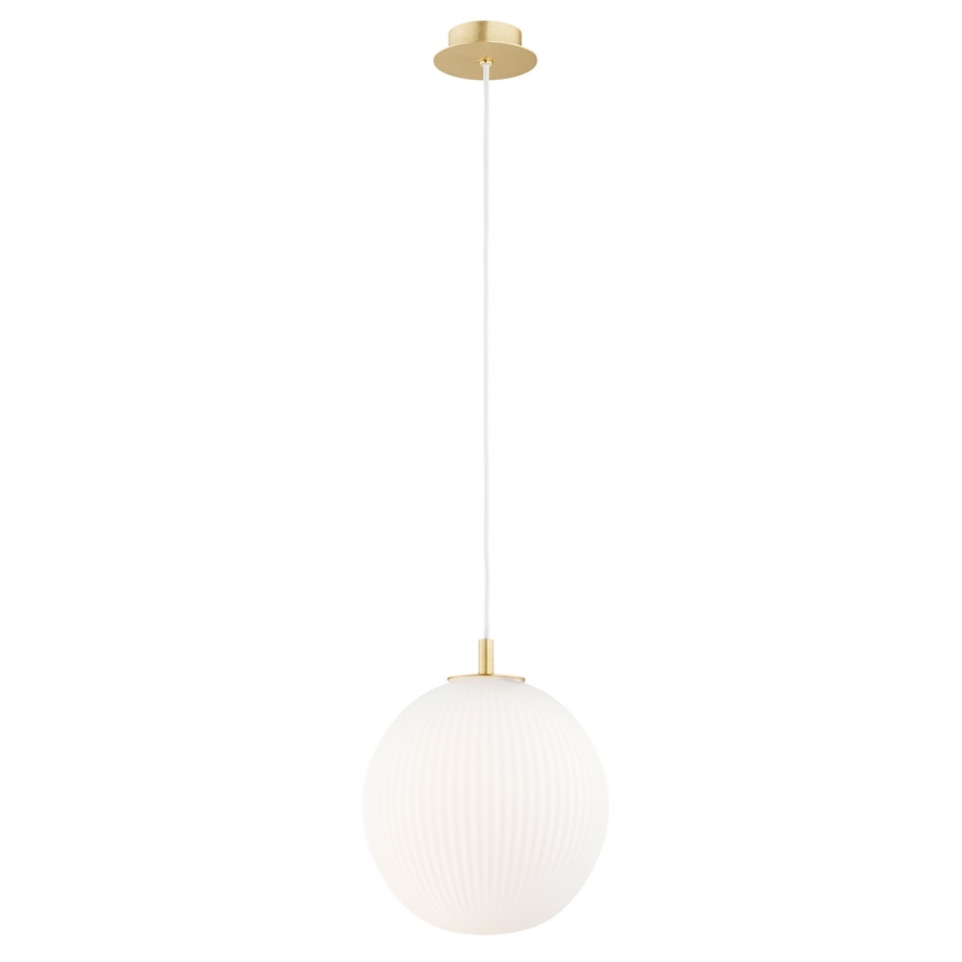 Argon 8507 - Ljuskrona med textilsladd PALOMA 1xE27/15W/230V diameter 25 cm guld/vit