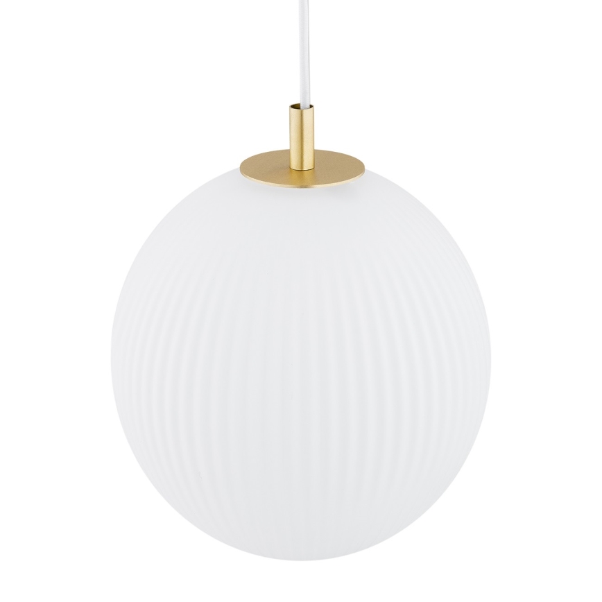 Argon 8507 - Ljuskrona med textilsladd PALOMA 1xE27/15W/230V diameter 25 cm guld/vit