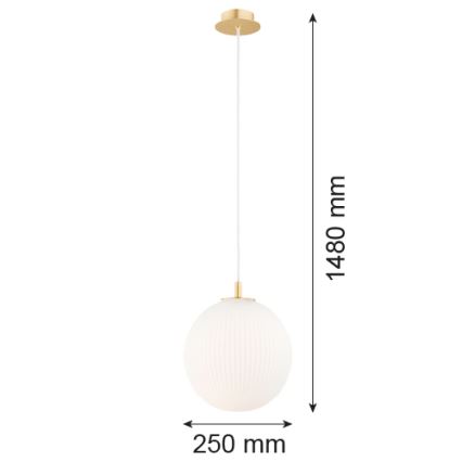 Argon 8507 - Ljuskrona med textilsladd PALOMA 1xE27/15W/230V diameter 25 cm guld/vit