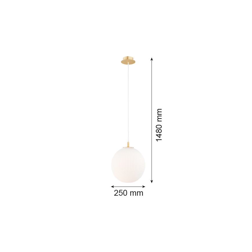 Argon 8507 - Ljuskrona med textilsladd PALOMA 1xE27/15W/230V diameter 25 cm guld/vit