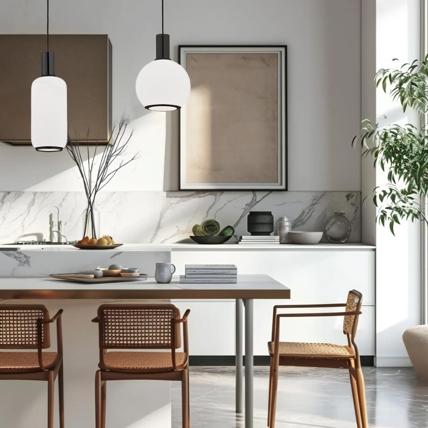 Argon 8563 - Ljuskrona med textilsladd SAGUNTO PLUS 1xE27/15W/230V diameter 14 cm svart