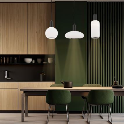 Argon 8563 - Ljuskrona med textilsladd SAGUNTO PLUS 1xE27/15W/230V diameter 14 cm svart