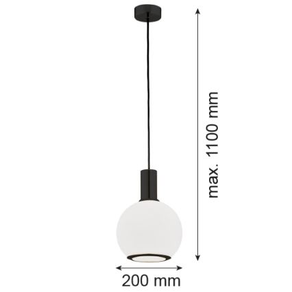 Argon 8564 - Ljuskrona med textilsladd SAGUNTO PLUS 1xE27/15W/230V diameter 20 cm svart