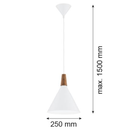 Argon 8630 - Ljuskrona med textilsladd KEGEL 1xE27/15W/230V vit