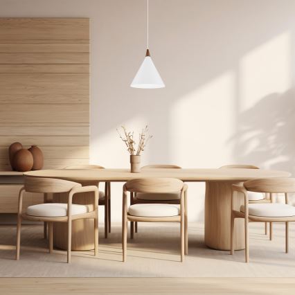 Argon 8631 - Ljuskrona med textilsladd KEGEL 1xE27/15W/230V vit