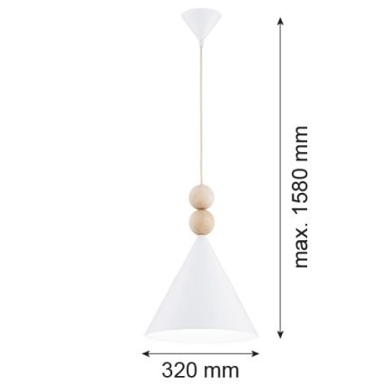 Argon 8632 - Ljuskrona med textilsladd KEGEL 1xE27/15W/230V vit