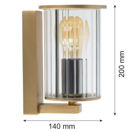 Argon 8752 - Vägglampa för utomhusbruk NORFOLK 1xE27/15W/230V IP44 guld