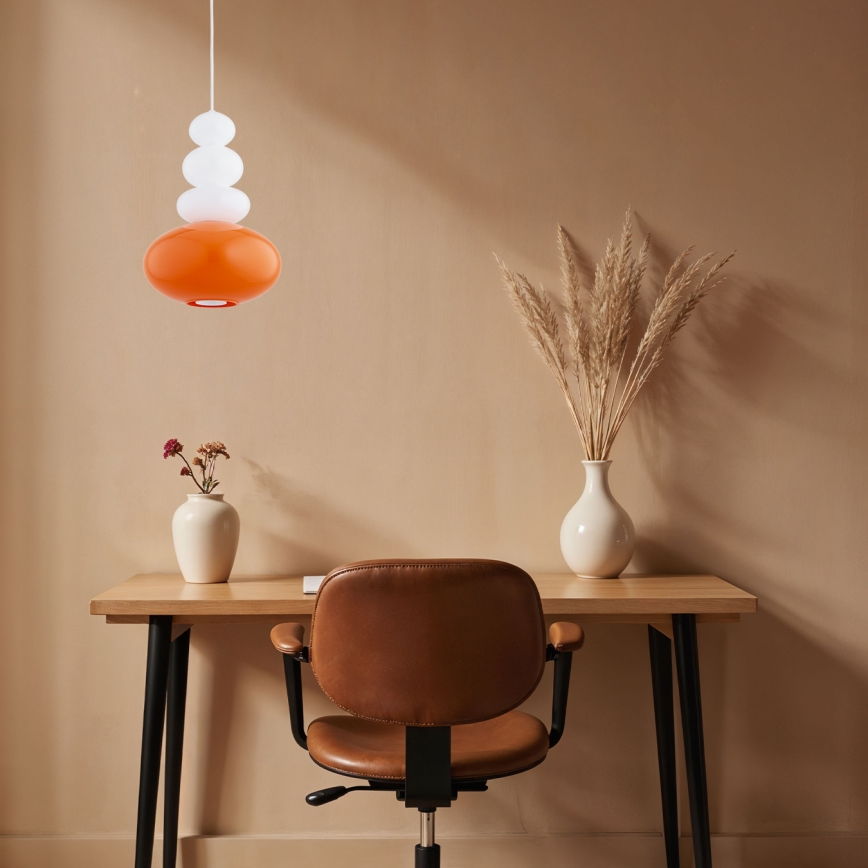 Argon 8822 - Ljuskrona med textilsladd DIEGO 1xGU10/5W/230V vit/orange