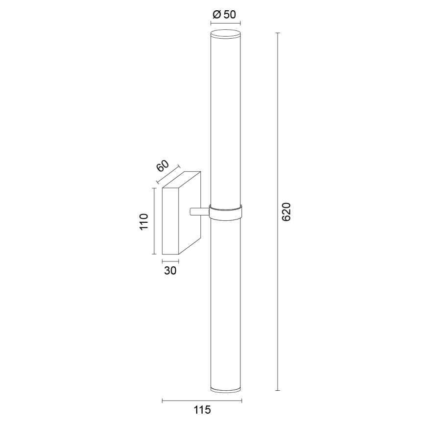 Argon 8927 - BATUMI LED-spegelbelysning för badrum, LED/24W/230V, 3000K, IP44, svart