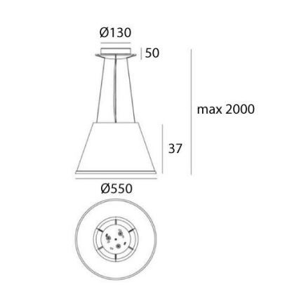 Artemide 1124110A - Ljuskrona med textilsladd CHOOSE MEGA 3xE27/12W/230V diameter 55 cm vit
