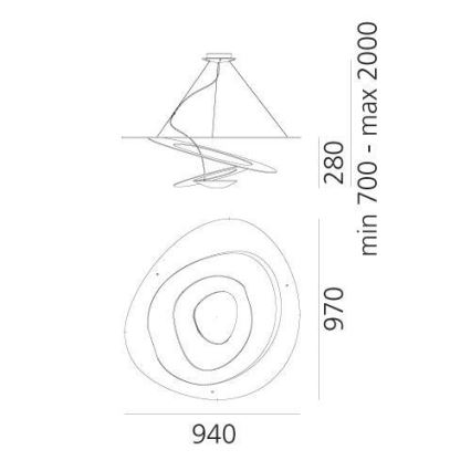 Artemide 1239010A - Ljuskrona med textilsladd PIRCE 1xR7s/11W/230V 97 cm vit
