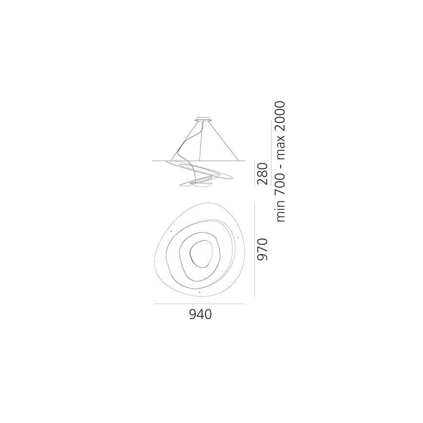 Artemide 1254110A - LED ljusreglerad ljuskrona på textilsladd PIRCE LED/44W/230V 3000K vit