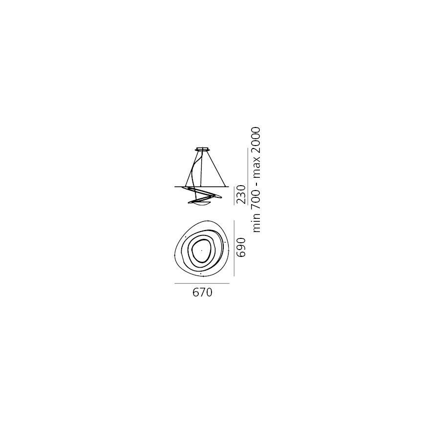 Artemide 1256110A - LED ljusreglerad ljuskrona på textilsladd PIRCE LED/44W/230V 3000K vit