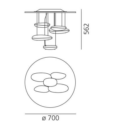 Artemide 1476110A - Dimbar LED ytmonterad ljuskrona MERCURY LED/29W/230V 3000K