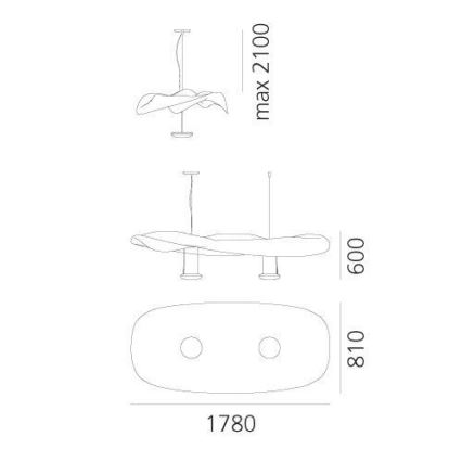 Artemide 1513010A - Ljuskrona med textilsladd COSMIC ÄNGEL 2xR7s/11W/230V skinande krom