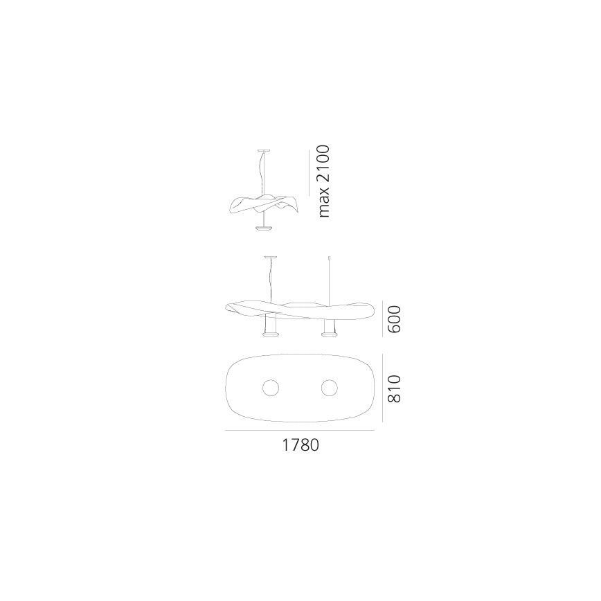 Artemide 1513010A - Ljuskrona med textilsladd COSMIC ÄNGEL 2xR7s/11W/230V skinande krom