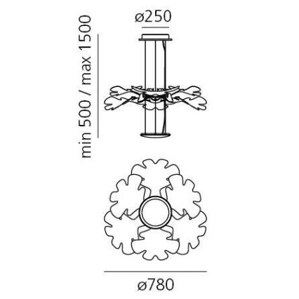 Artemide 1628010APP - LED ljusreglerad ljuskrona på textilsladd CHLOROPHILIA LED/44W/230V 3000K