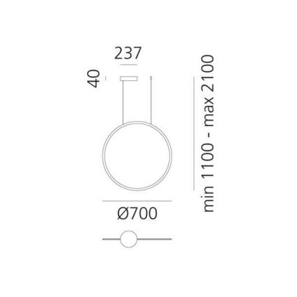 Artemide 1992010APP - LED ljusreglerad ljuskrona på textilsladd DISCOVERY LED/40W/230V 3000K antracit