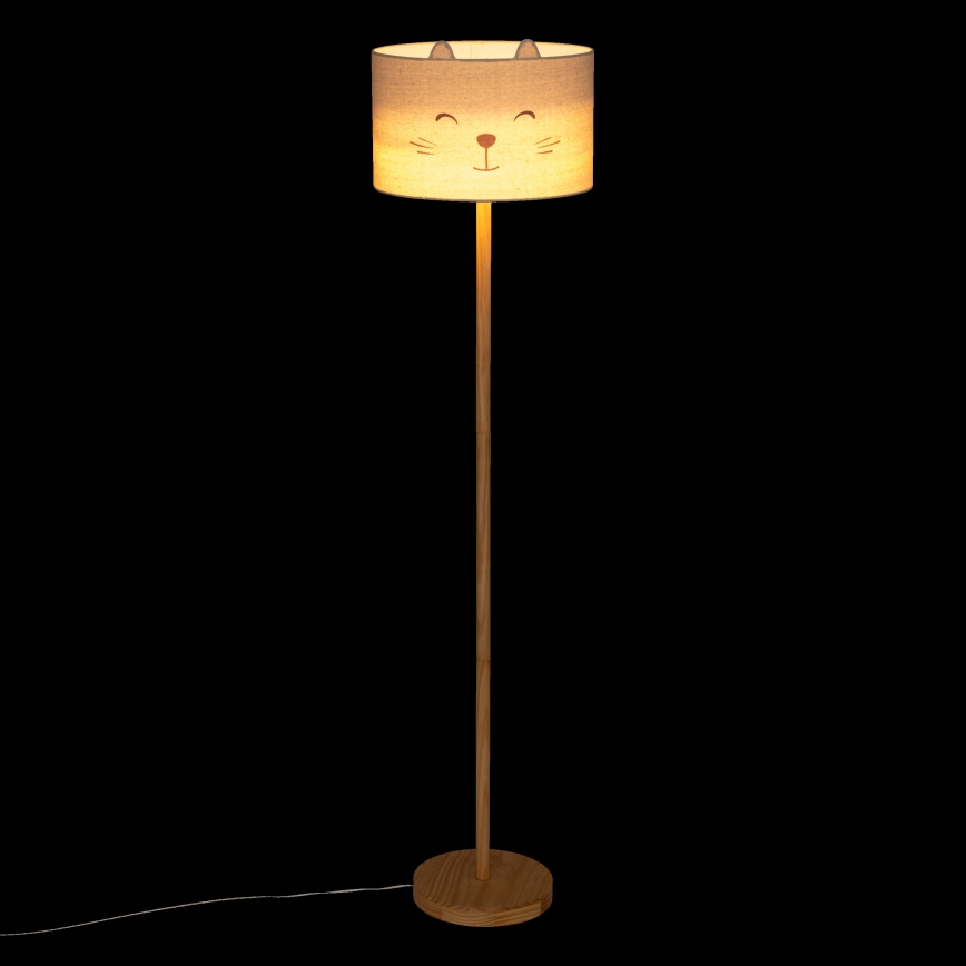 Atmosphera - Barns golvlampa FÉLIX 1xE27/40W/230V, kattmotiv
