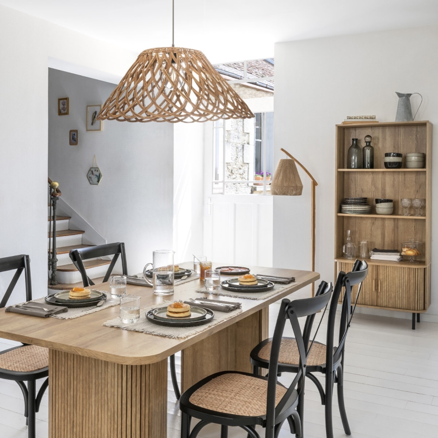 Atmosphera - Golvlampa PALM 1xE27/60W/230V bambu/hampa