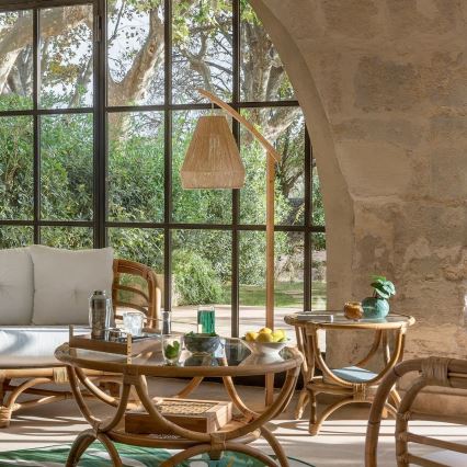 Atmosphera - Golvlampa PALM 1xE27/60W/230V bambu/hampa