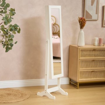 Atmosphera - Golvspegel med smyckeskrin KRISTIN 146,8x37 cm vit
