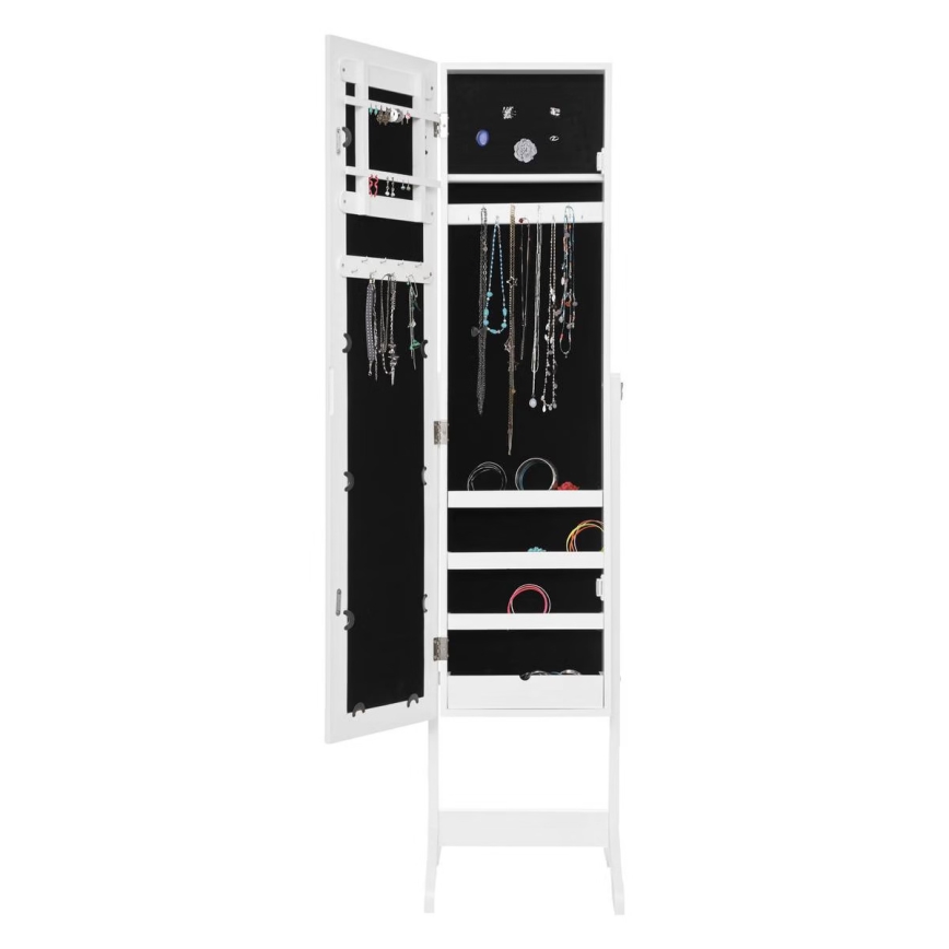 Atmosphera - Golvspegel med smyckeskrin KRISTIN 146,8x37 cm vit