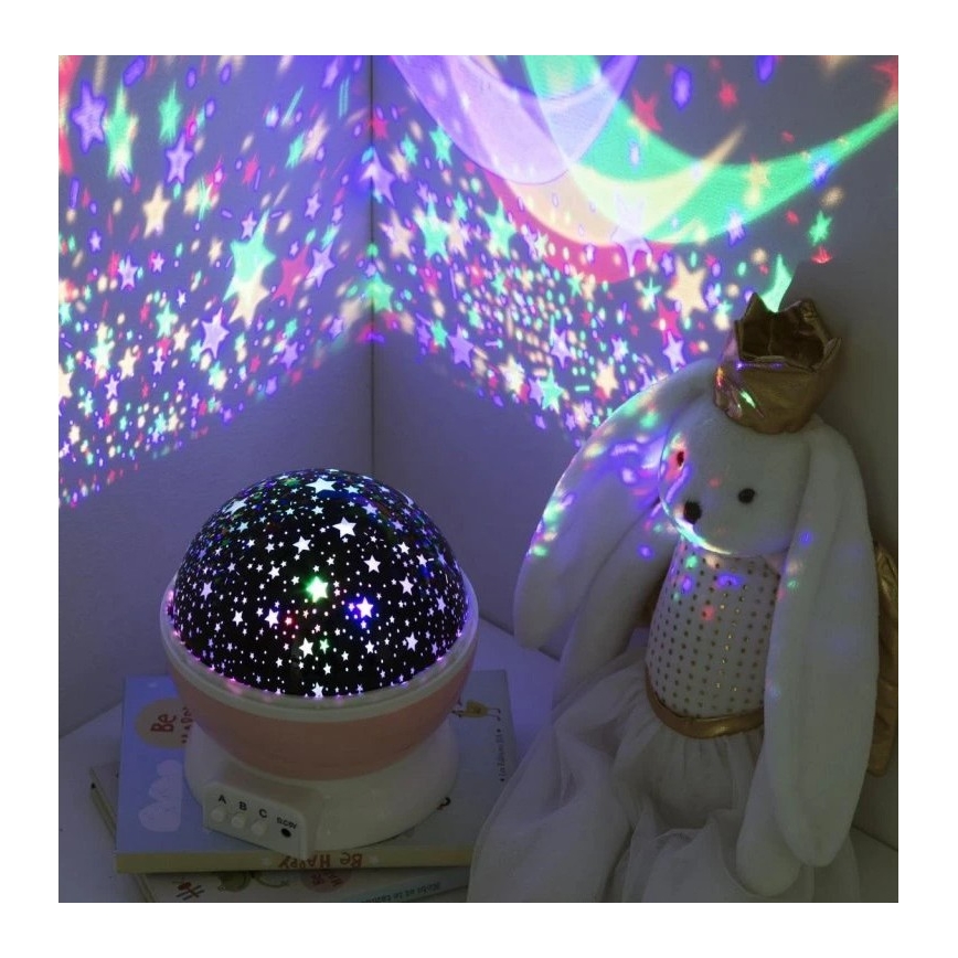 Atmosphera - LED-barnprojektor 3xAA rosa