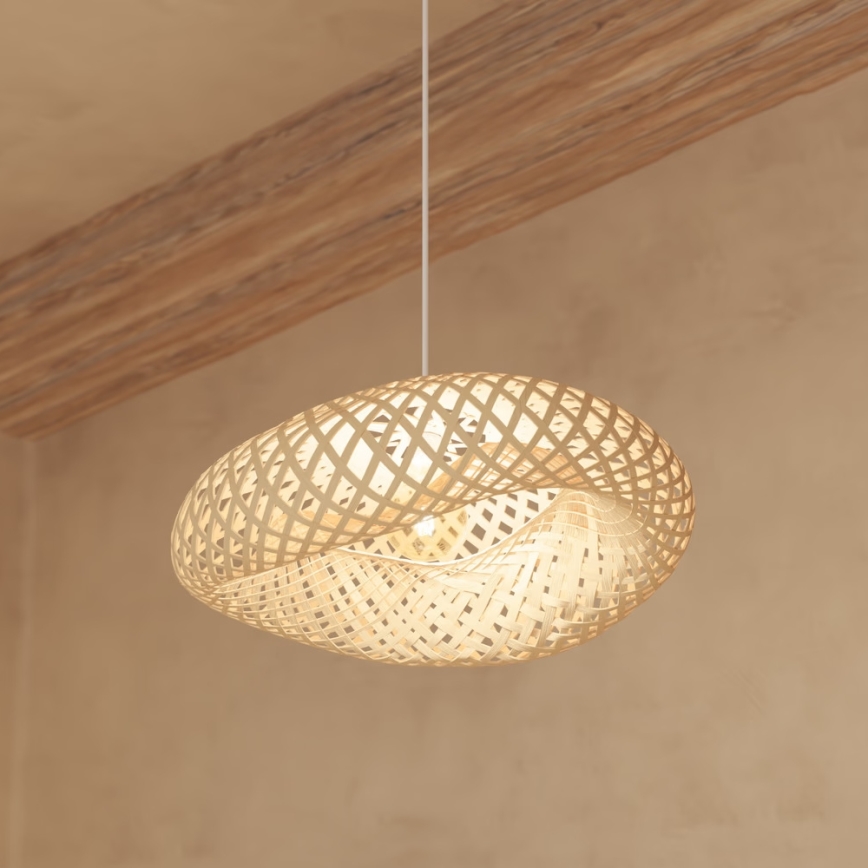 Atmosphera - Ljuskrona med textilsladd BEDDY 1xE27/40W/230V bambu