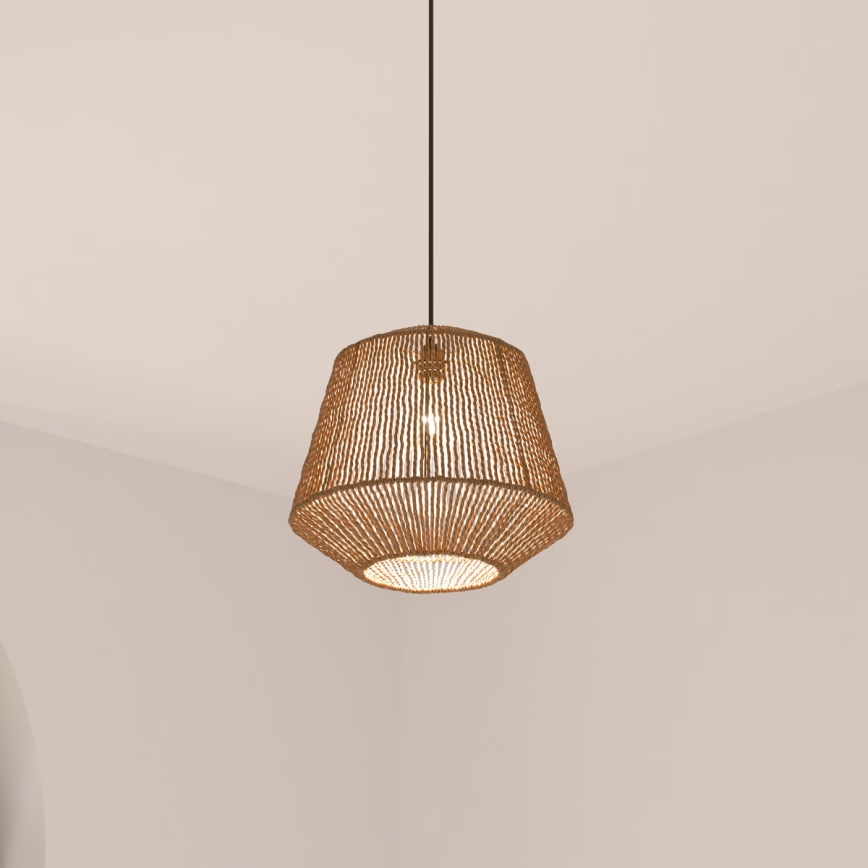 Atmosphera - Ljuskrona med textilsladd JILY 1xE27/40W/230V jute beige