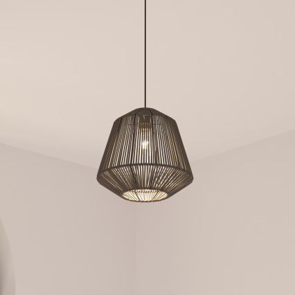 Atmosphera - Ljuskrona med textilsladd JILY 1xE27/40W/230V jute svart