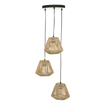Atmosphera - Ljuskrona med textilsladd JILY 3xE27/40W/230V jute