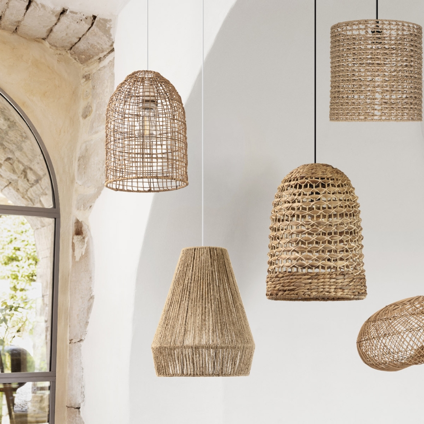 Atmosphera - Ljuskrona med textilsladd PALM 1xE27/40W/230V jute