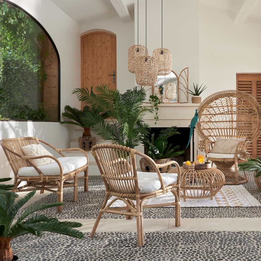 Atmosphera - Ljuskrona med textilsladd RAAHE 1xE27/40W/230V jute