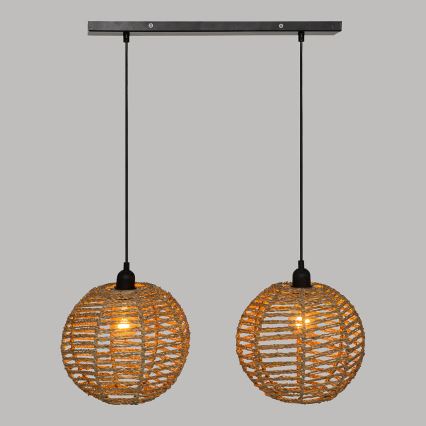 Atmosphera - Ljuskrona med textilsladd RANA 2xE27/40W/230V rotting