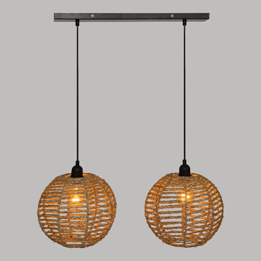 Atmosphera - Ljuskrona med textilsladd RANA 2xE27/40W/230V rotting