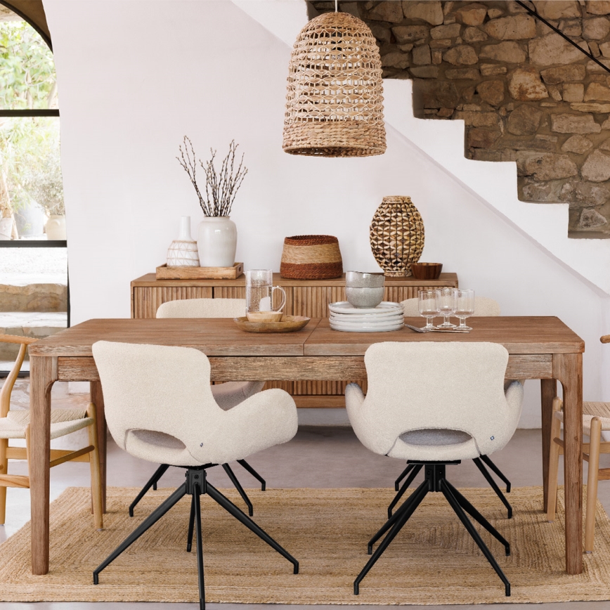 Atmosphera - Ljuskrona med textilsladd SAND 1xE27/40W/230V rotting/vattenhyacint