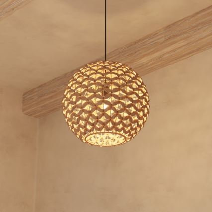 Atmosphera - Ljuskrona med textilsladd SAND 1xE27/40W/230V vattenhyacint